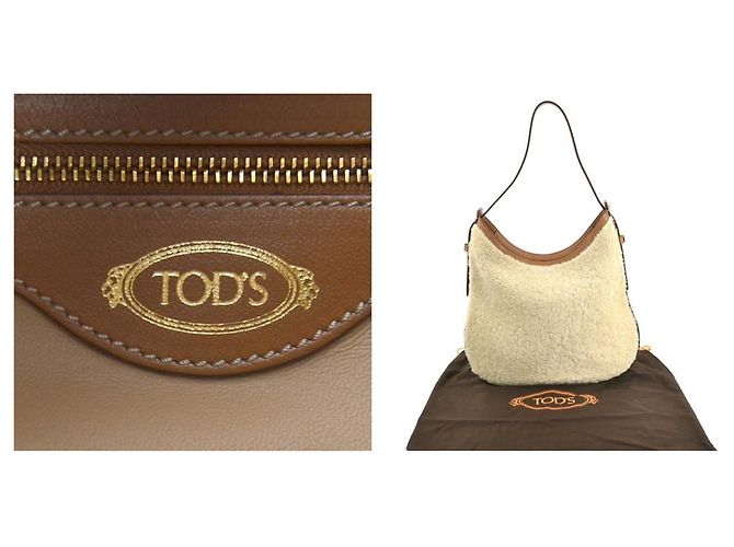 Borsa a spalla Tod's in pelle Boa beige x marrone - vista 5