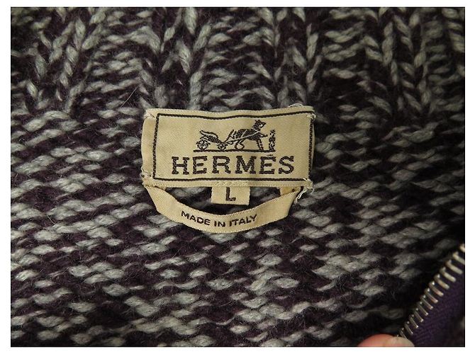 Hermès PULL HERMES WESTE TRUCKERKRAGEN MOULINE H427320HAFYLA GRÖSSE L 54 SWEAT Grau - Ansicht 4