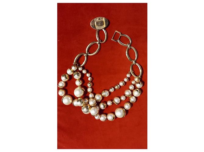 Collana Christian Dior in Perle Dorata D'oro - vista 3