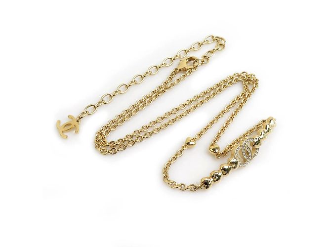 Collana in metallo dorato e strass Chanel D'oro - vista 2