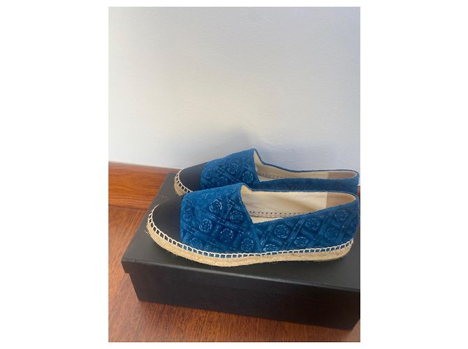 Espadrillas Chanel in velluto blu Taglia 37 - vista 3