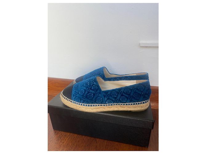 Espadrillas Chanel in velluto blu Taglia 37 - vista 7