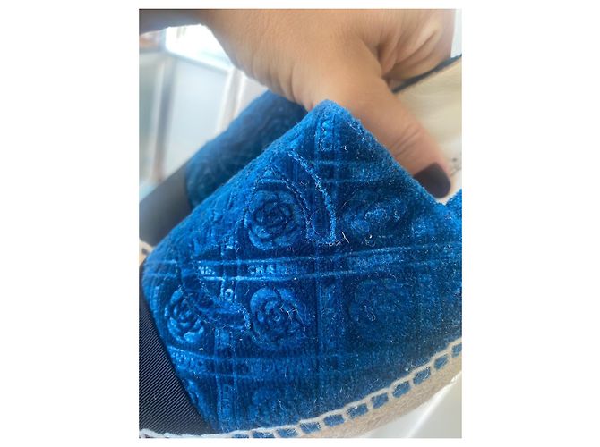 Espadrillas Chanel in velluto blu Taglia 37 - vista 8
