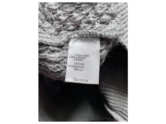 Autre Marque Grauer Rollkragenpullover aus Mohair und Acryl mit Zopfmuster - Ansicht 3