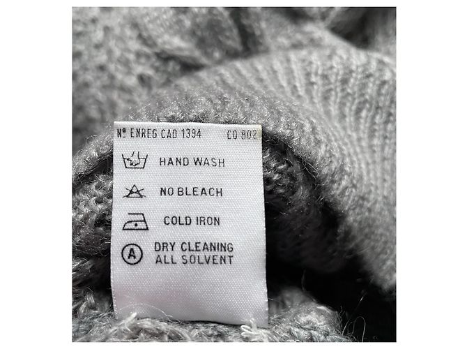 Autre Marque Grauer Rollkragenpullover aus Mohair und Acryl mit Zopfmuster - Ansicht 4