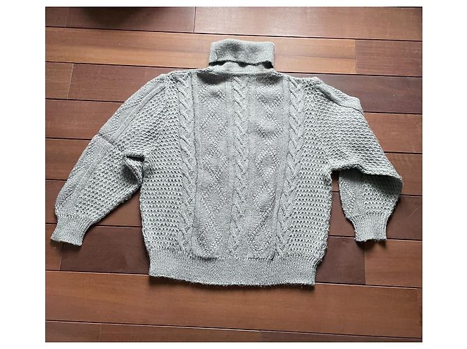 Autre Marque Grauer Rollkragenpullover aus Mohair und Acryl mit Zopfmuster - Ansicht 6