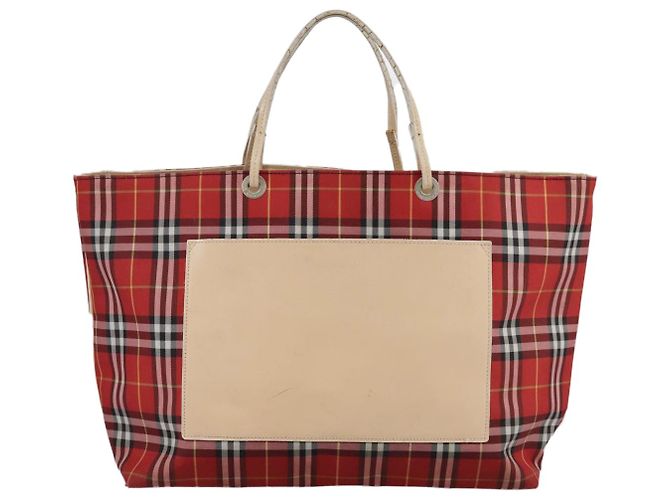 Burberry Nova Check Tote Bag aus Nylon rot Auth bs21181 - Ansicht 13