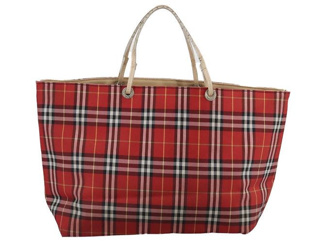 Burberry Nova Check Tote Bag aus Nylon rot Auth bs21181 - Ansicht 2