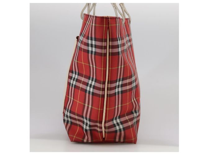 Burberry Nova Check Tote Bag aus Nylon rot Auth bs21181 - Ansicht 3