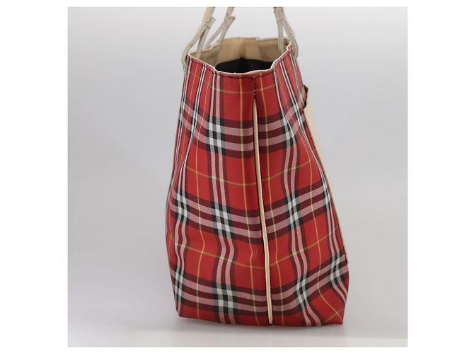 Burberry Nova Check Tote Bag aus Nylon rot Auth bs21181 - Ansicht 4