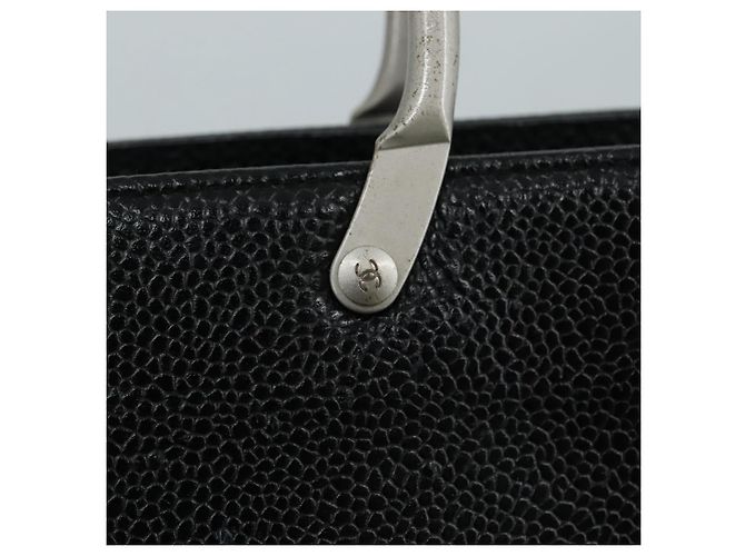 CHANEL Borsa a mano in pelle caviar nera CC Auth bs20918 Nero - vista 10