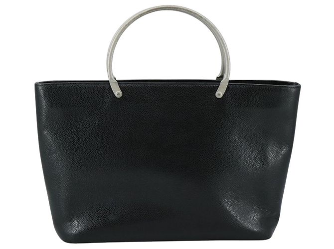 CHANEL Borsa a mano in pelle caviar nera CC Auth bs20918 Nero - vista 2