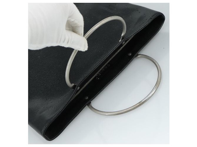 CHANEL Borsa a mano in pelle caviar nera CC Auth bs20918 Nero - vista 6