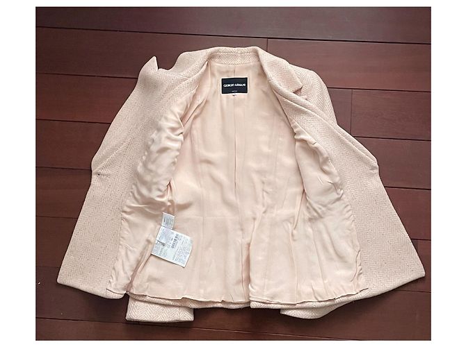 Chaqueta ajustada Giorgio Armani rosa de alpaca bebé - vista 2