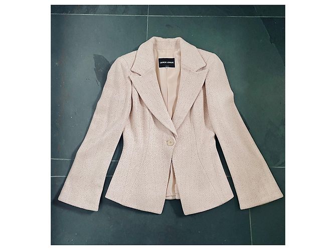 Chaqueta ajustada Giorgio Armani rosa de alpaca bebé - vista 3