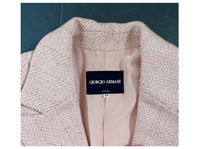Chaqueta ajustada Giorgio Armani rosa de alpaca bebé - vista 4