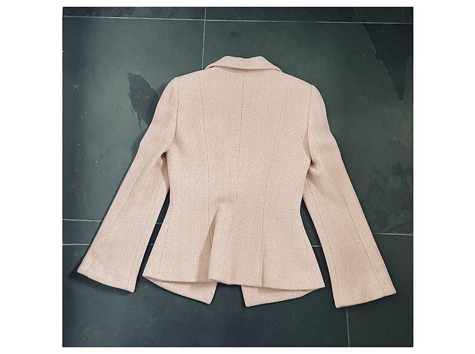 Chaqueta ajustada Giorgio Armani rosa de alpaca bebé - vista 6