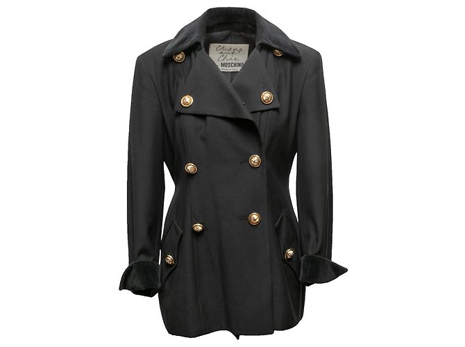 Black Moschino Cheap and Chic Wool Double-Breasted Coat Size US S/M - view 2