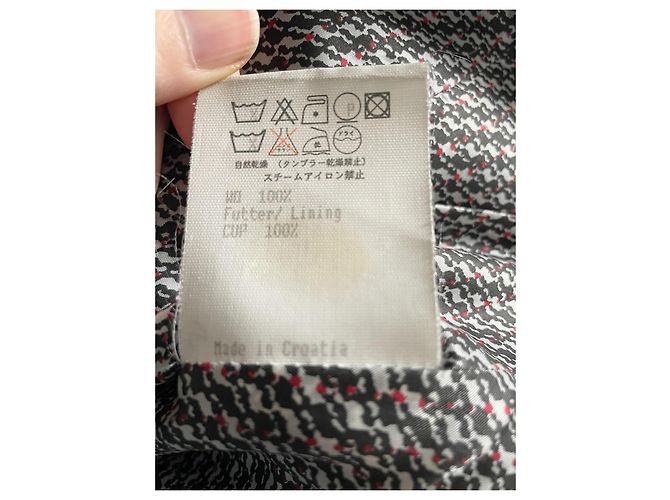 Rena Lange Wool Jacket Black Red White Geometric Pattern Size 36 - view 10