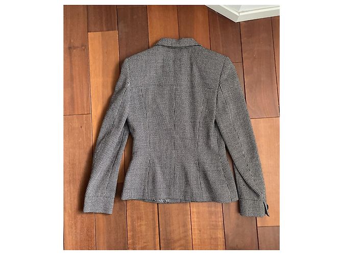 Rena Lange Wool Jacket Black Red White Geometric Pattern Size 36 - view 4