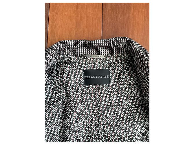 Rena Lange Wool Jacket Black Red White Geometric Pattern Size 36 - view 6