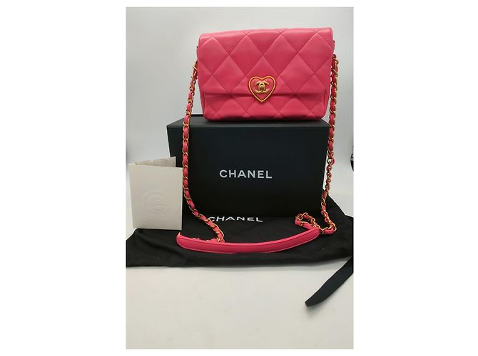 Borsa a Tracolla Chanel Cocco Love CC Heart Flap Rosa - vista 2
