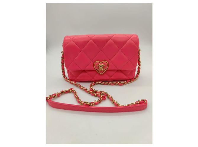 Borsa a Tracolla Chanel Cocco Love CC Heart Flap Rosa - vista 4