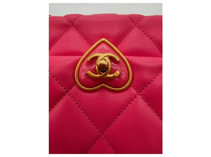 Borsa a Tracolla Chanel Cocco Love CC Heart Flap Rosa - vista 5