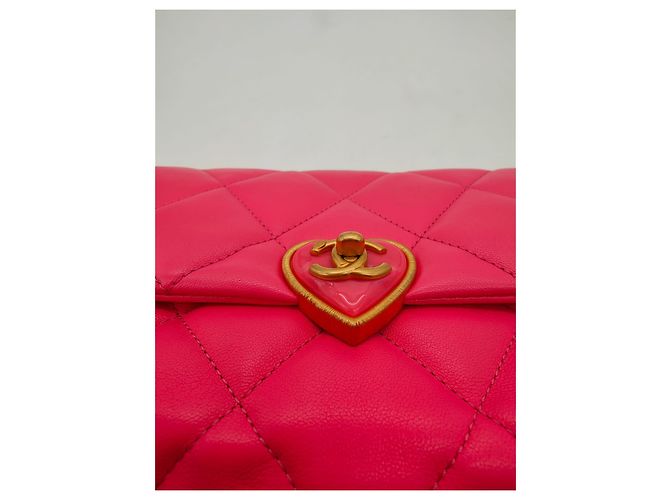 Borsa a Tracolla Chanel Cocco Love CC Heart Flap Rosa - vista 6