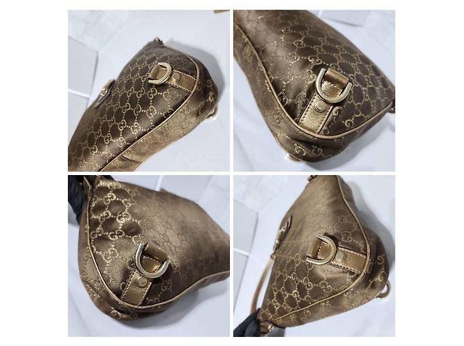 Bolso hobo mediano D-Ring Abbey de tela GG de GUCCI oro Dorado - vista 10
