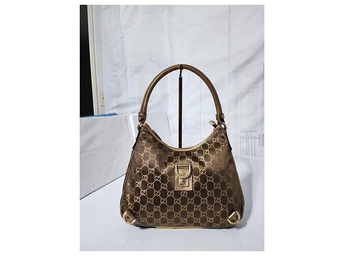 Bolso hobo mediano D-Ring Abbey de tela GG de GUCCI oro Dorado - vista 12