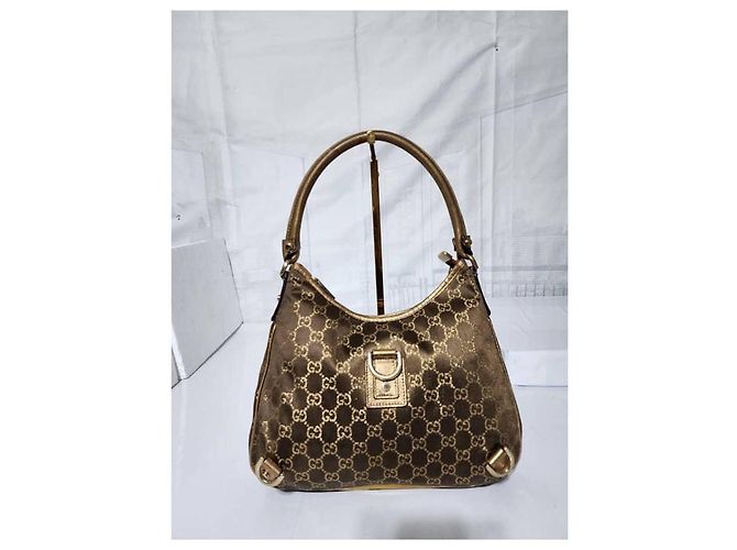 Bolso hobo mediano D-Ring Abbey de tela GG de GUCCI oro Dorado - vista 14