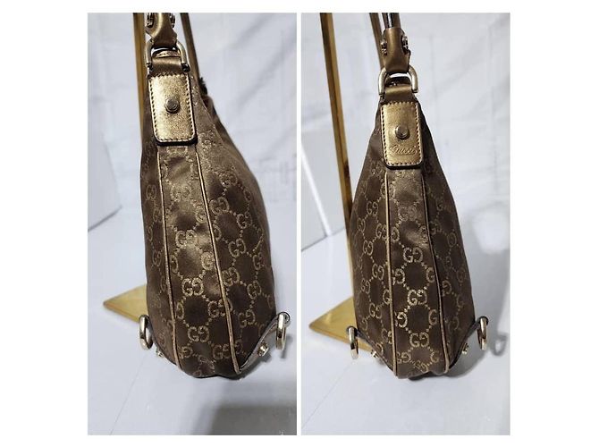 Bolso hobo mediano D-Ring Abbey de tela GG de GUCCI oro Dorado - vista 8