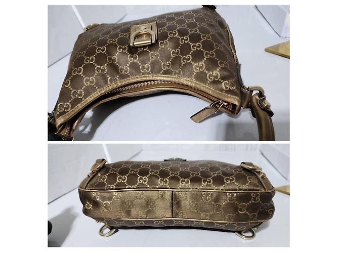 Bolso hobo mediano D-Ring Abbey de tela GG de GUCCI oro Dorado - vista 9