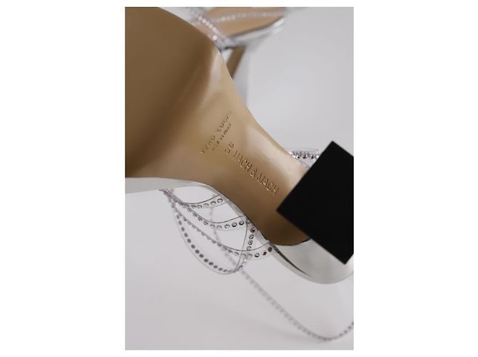 Mach & Mach Silver leather heels - view 5