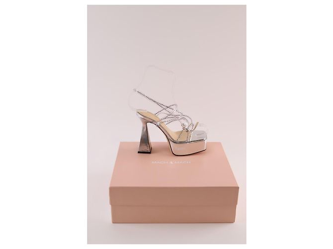 Mach & Mach Silver leather heels - view 6