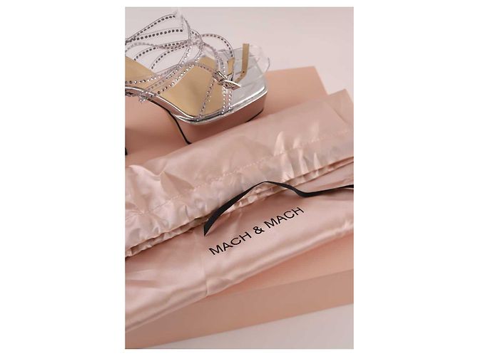 Mach & Mach Silver leather heels - view 7