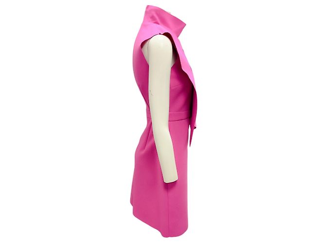 Robe mini à col cravate rose vif MSGM - vue 2