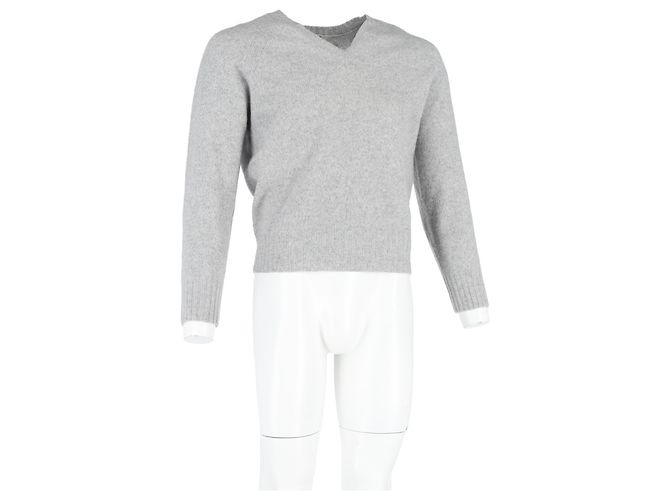Gestrickter V-Ausschnitt Pullover aus grauer Kaschmirwolle von Tom Ford - Ansicht 4