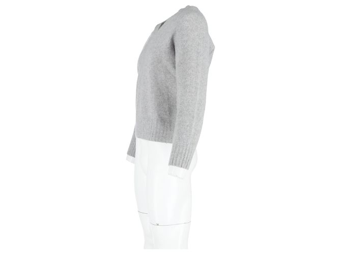 Gestrickter V-Ausschnitt Pullover aus grauer Kaschmirwolle von Tom Ford - Ansicht 5