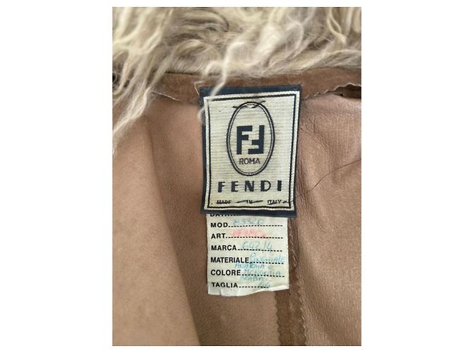 Capa Fendi de jabalí marrón con cuello de perezoso mongol Castaño - vista 2