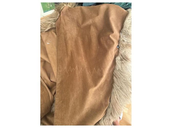 Capa Fendi de jabalí marrón con cuello de perezoso mongol Castaño - vista 4