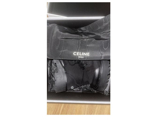 Stivaletti neri in tessuto Céline Nero - vista 4