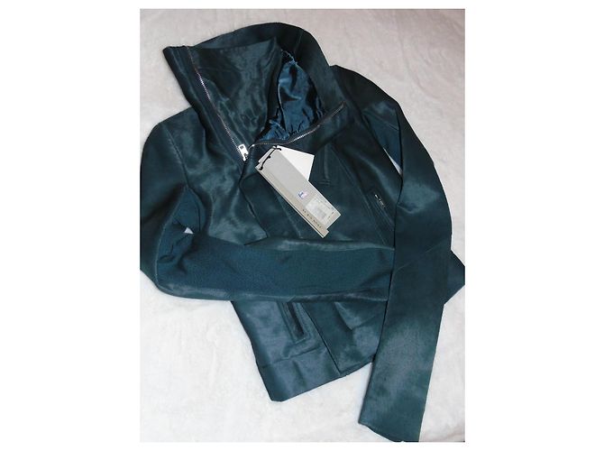 Rick Owens Jacke Dunkelgrün Kalbfell - Ansicht 12