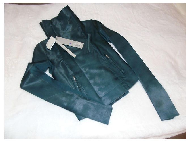 Rick Owens Jacke Dunkelgrün Kalbfell - Ansicht 2