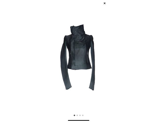 Rick Owens Jacke Dunkelgrün Kalbfell - Ansicht 3