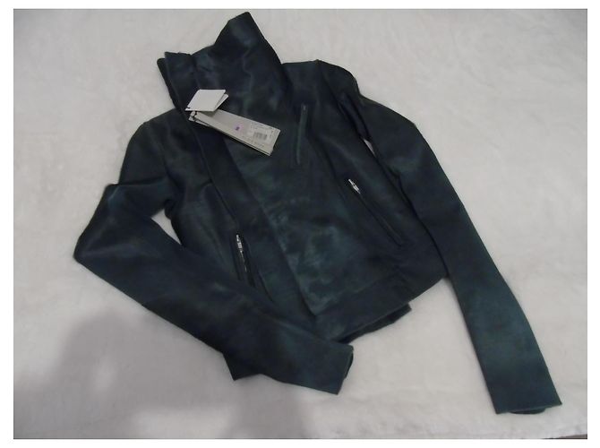 Rick Owens Jacke Dunkelgrün Kalbfell - Ansicht 7
