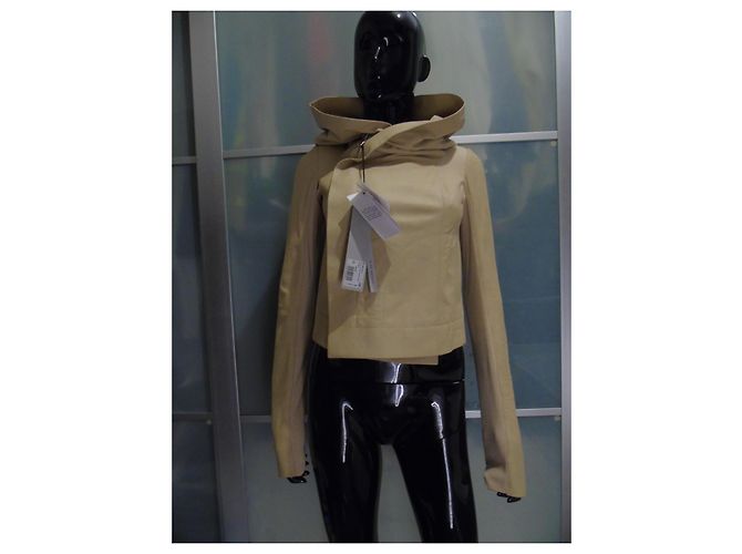 Chaqueta con capucha Rick Owens de cuero crema Crudo - vista 12
