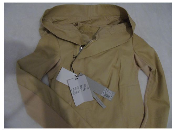 Chaqueta con capucha Rick Owens de cuero crema Crudo - vista 2