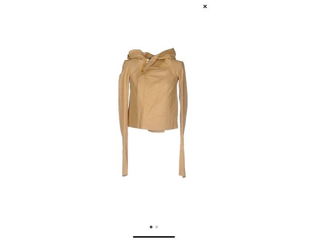 Chaqueta con capucha Rick Owens de cuero crema Crudo - vista 3